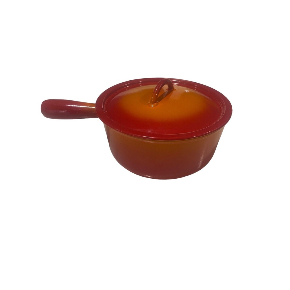 DESCOWARE Simmer Pot Orange Cast Iron Enamel With‎ Lid 7" Wide Vintage Belgium
